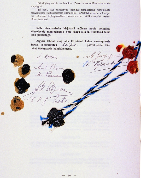 Le traité de paix de Tartu (dernière page)